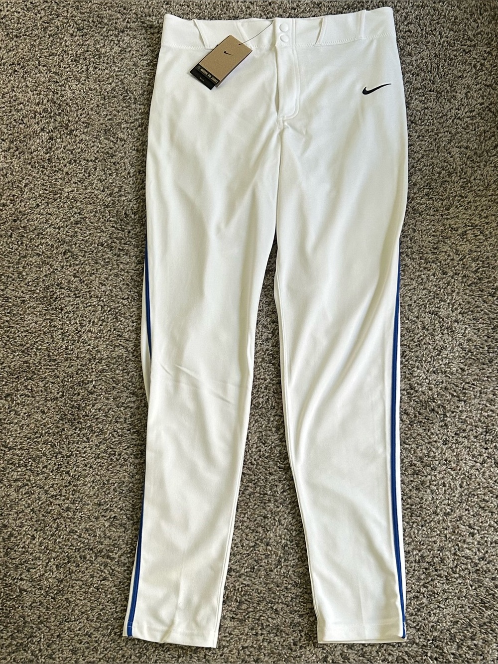 Nike Vapor Select Men's Piped Baseball Pants White Blue Size Medium FZ1373-103